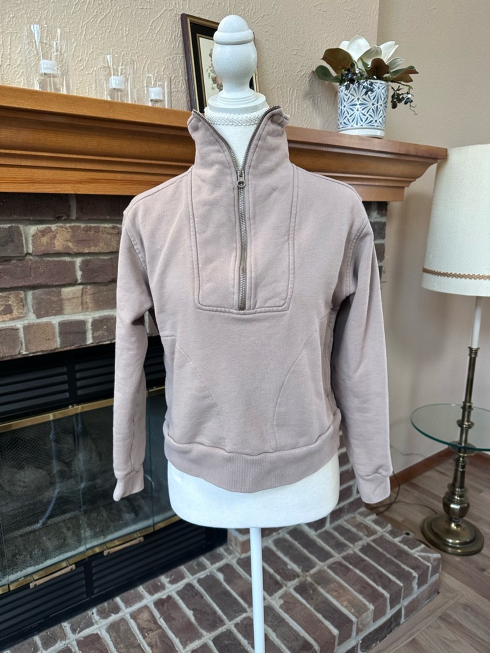 Everlane 100% Organic Cotton Zip Sweatshirt in Taupe Size XS